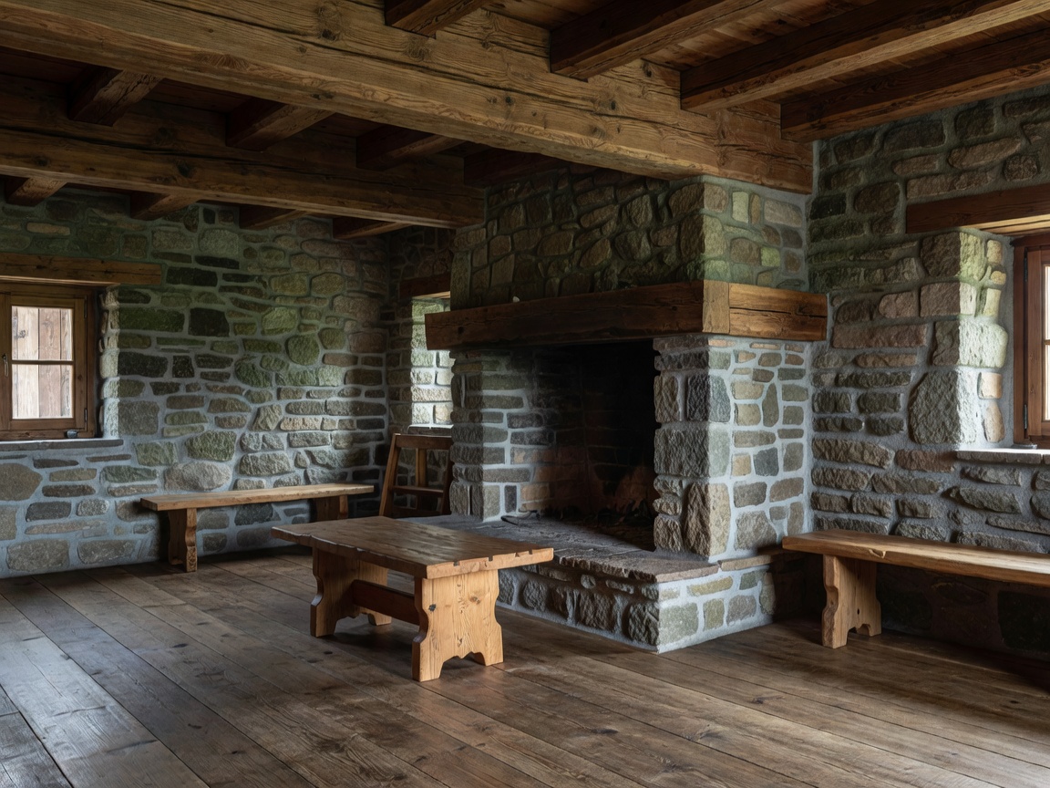 Authentic Alpine materials showing hand-finished wood and stone textures