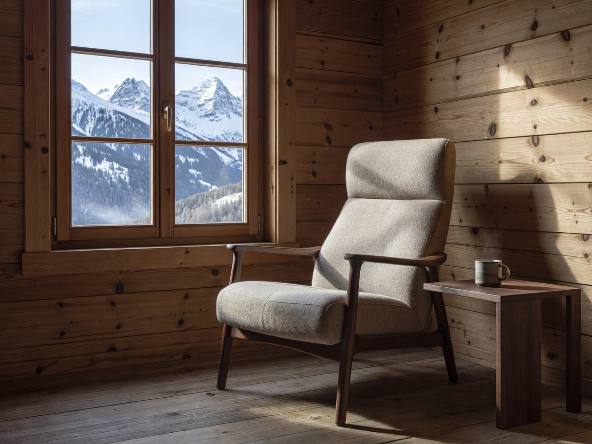 A quiet seating corner featuring an ergonomic armchair beside a window with natural lighting