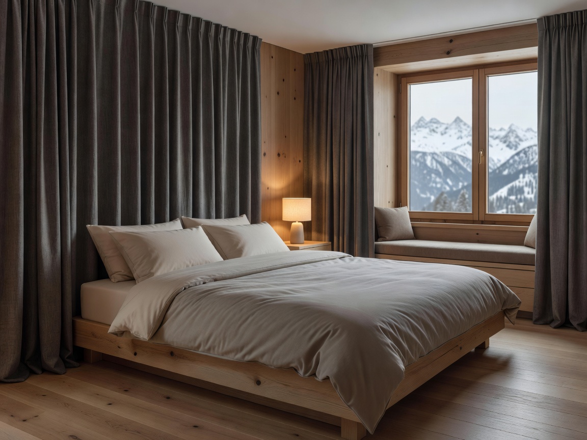 A quiet, dedicated bedroom area in an Alpine suite focused on premium sleep and privacy