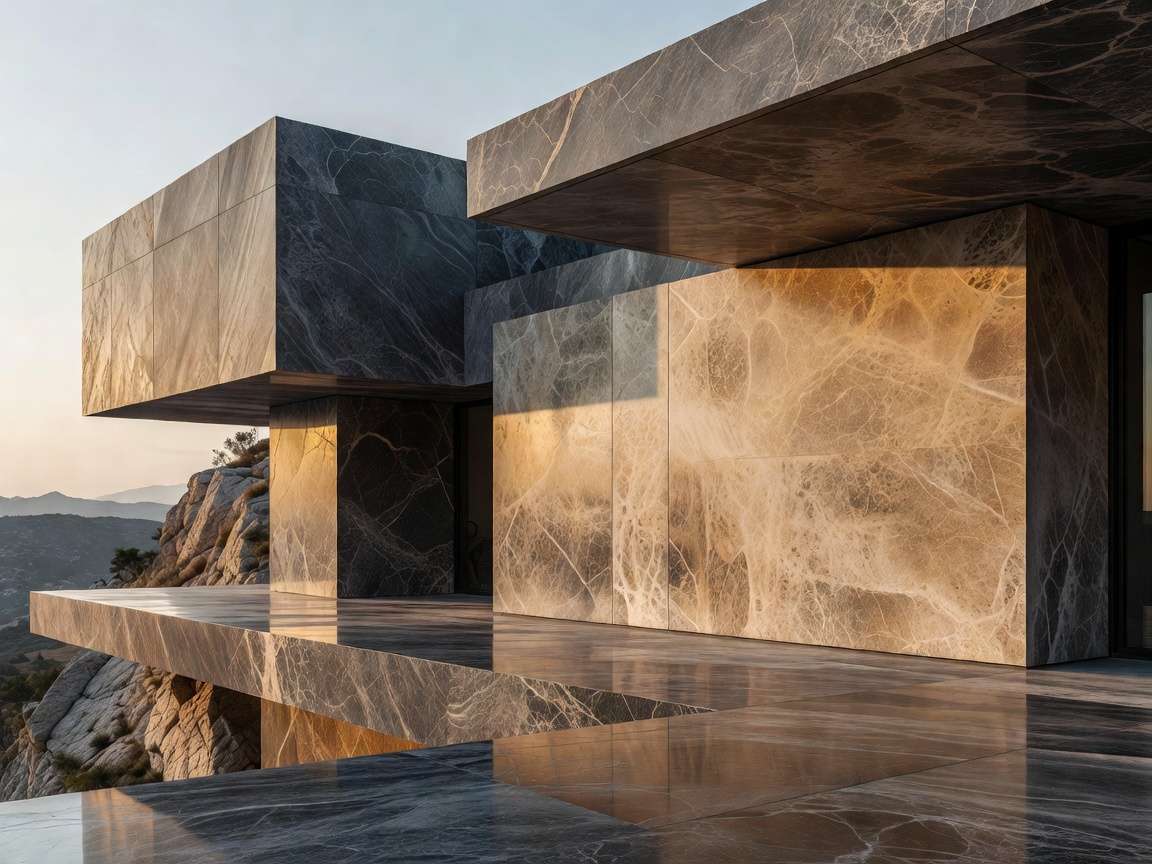 Monolithic natural stone details showcasing large-format slabs and contemporary craftsmanship