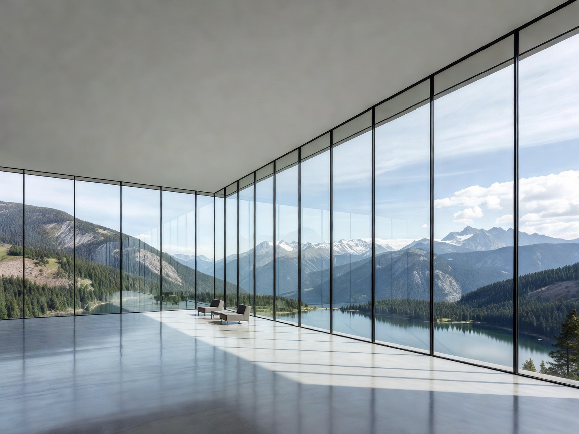 Expansive floor-to-ceiling windows providing unobstructed views in a Panorama Room