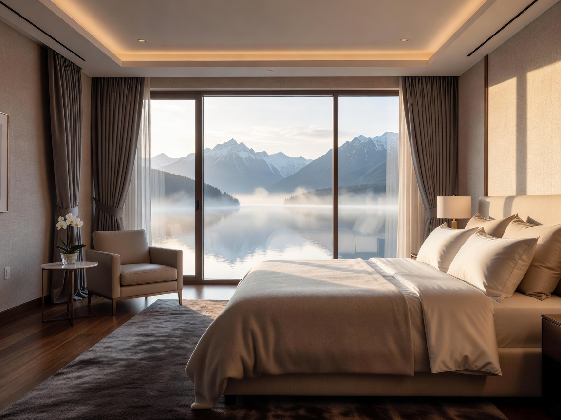 Luxurious premium bedroom offering panoramic views upon waking