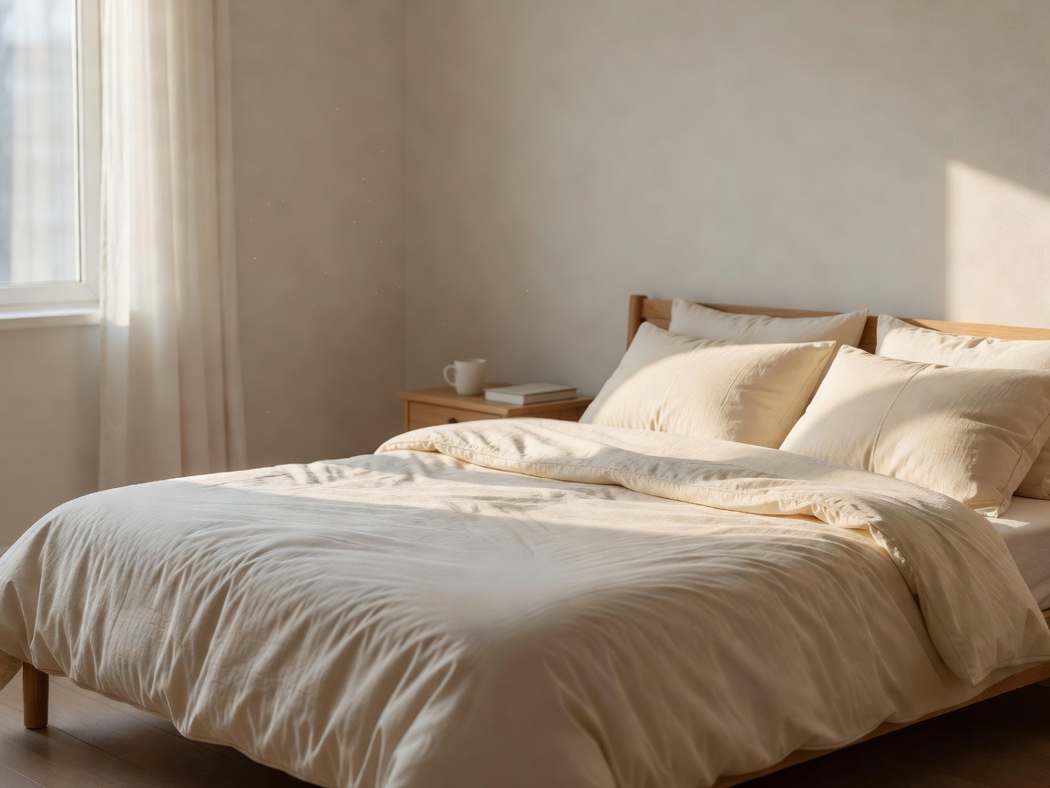 Soft morning light in a peaceful bedroom setting